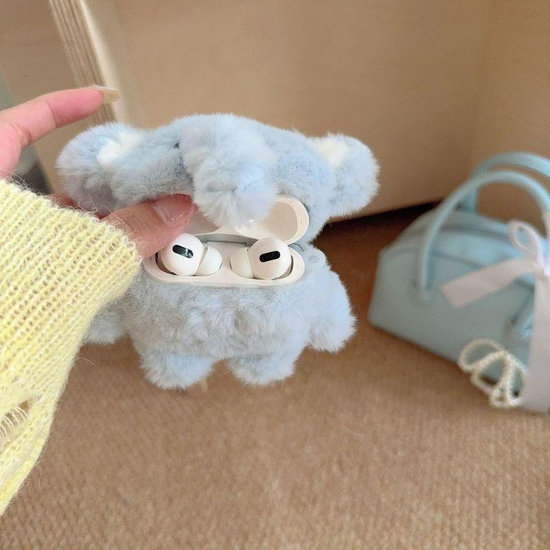 Cute Fluffy Plush 3D Cartoon Elephant Earphone Case for Airpods Pro 4 3 2 1 Headset Protective Cover For Air Pods Pro 2