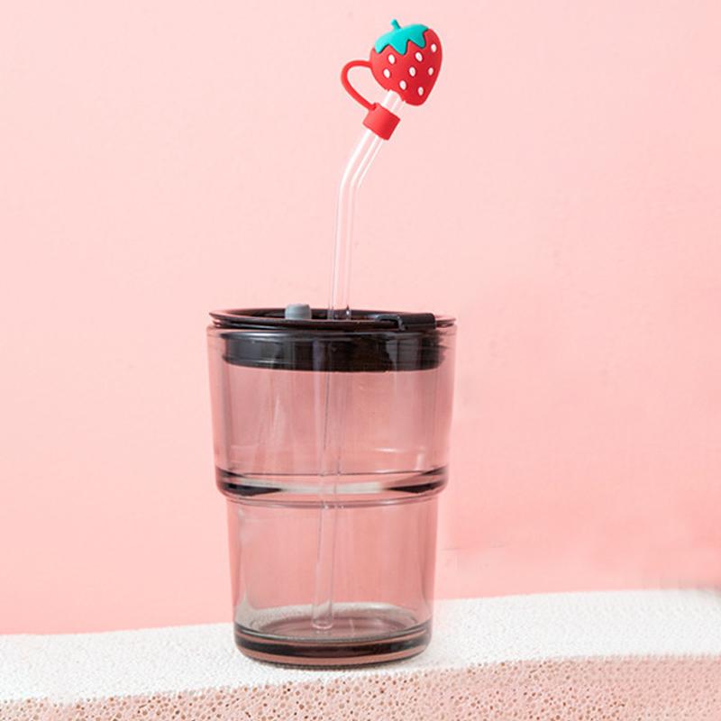 10mm jahodové jednorožcové duhové tvarované krytky na brčka, roztomilé silikonové krytky na brčka