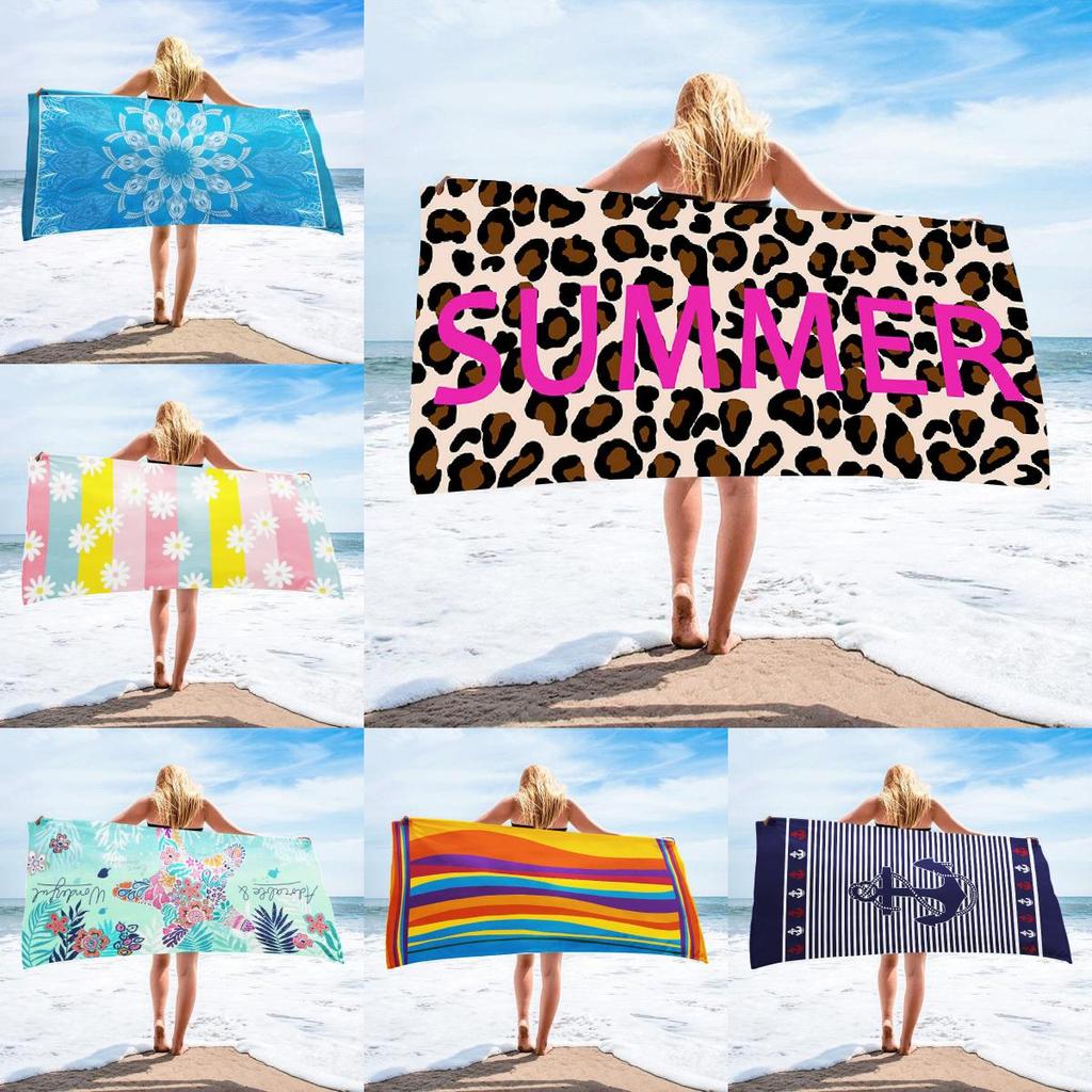 Printed Microfiber Beach Towel With High Water Absorption For Beach And Outdoor Activities