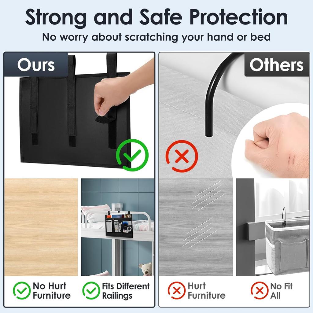 Bedside Caddy Storage Organizer, Hanging Storage Bag Pocket for Bunk/Hospital Beds,College Dorm Organizer for Remotes Phone,College Dorm,Camp,Baby