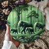 Art Mural Rond en Métal Éléphant de Forêt Vintage 20x20 cm Décor de Bar