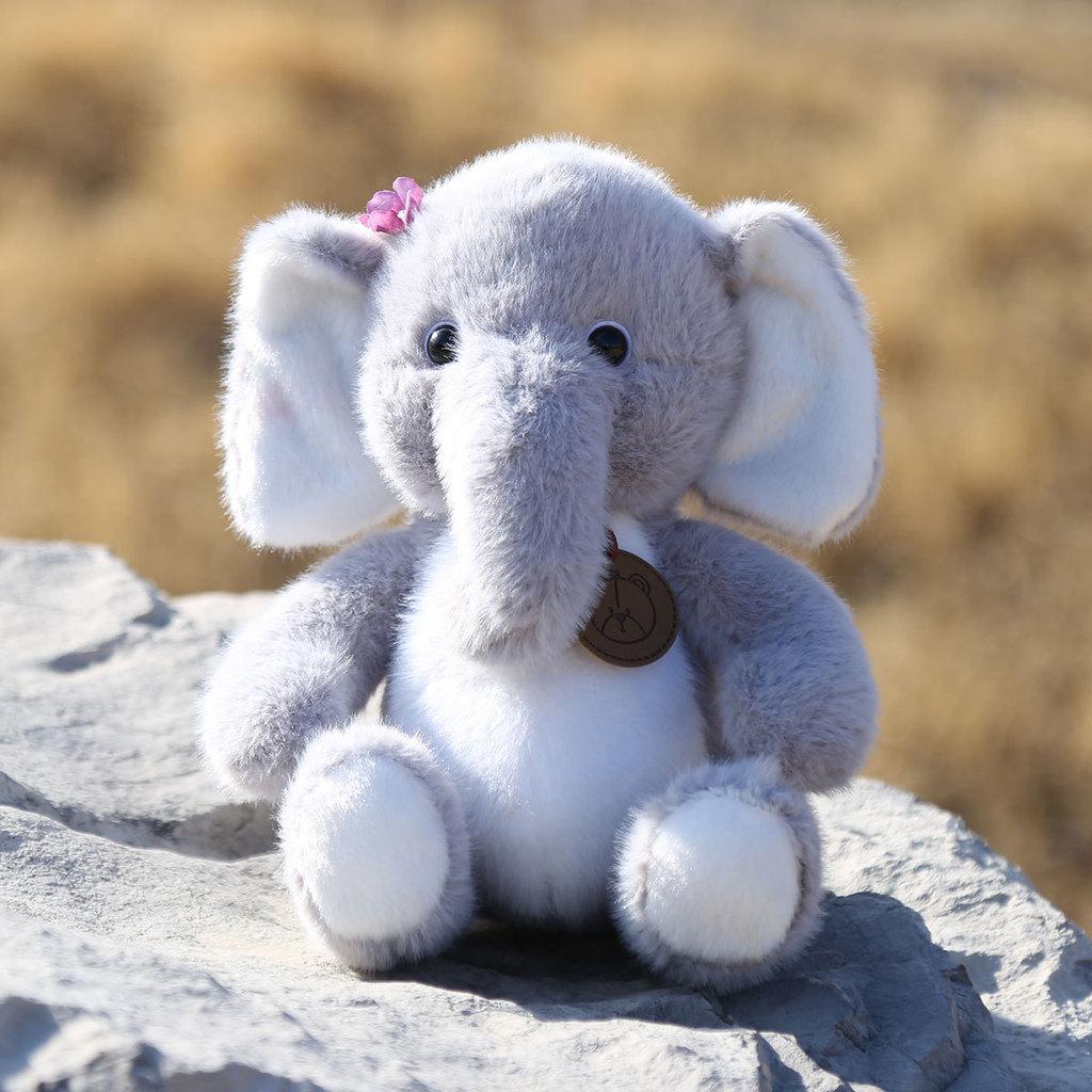 Cute Gray Beige Elephant Cartoon Plush Toy Doll For Birthday Decor