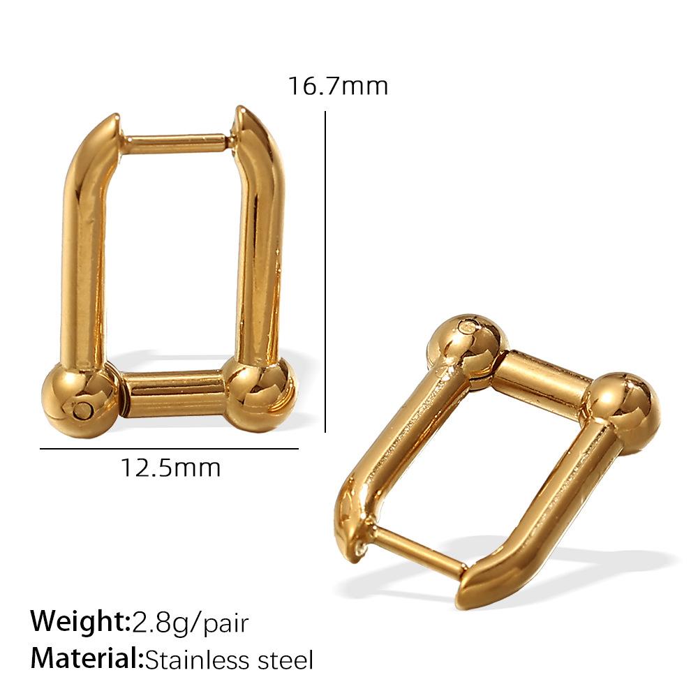 Heiß verkaufende quadratische goldene Stahl geometrische Ohrringe, hochwertige dünne Ohrstecker, quadratische Nieten, weibliche Schlichtheit