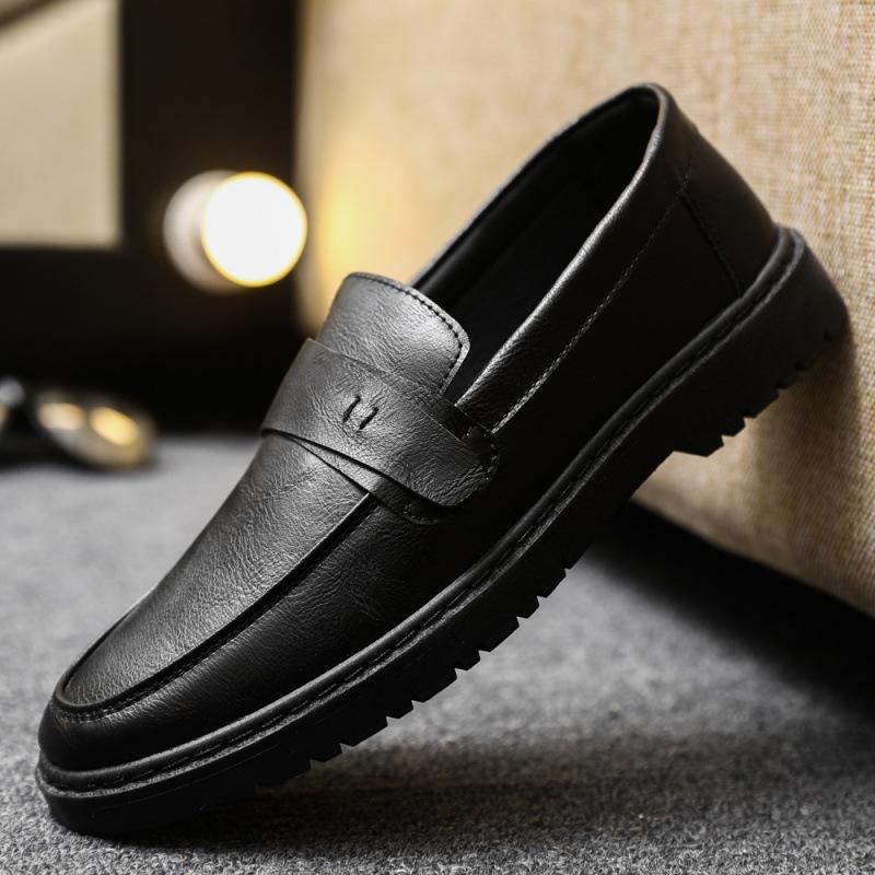 Men's Shoes New Style Casual Leather Shoes Trendy Soft Leather Loafers Men's Slip-on Lightweight Driving Shoes