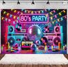 Retro Powrót do lat 70. 80. 90. Tło Neonowy Graffiti Taśma Disco Tło Impreza Urodzinowa Impreza Przyjaciół Dekoracja Studia Fotograficznego