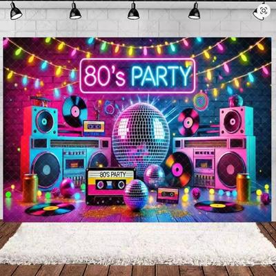 Rétro Retour aux Années 70 80 90 Fond Néon Graffiti Ruban Disco Fond Fête d'Anniversaire Fête entre Amis Studio Photo Décor 212