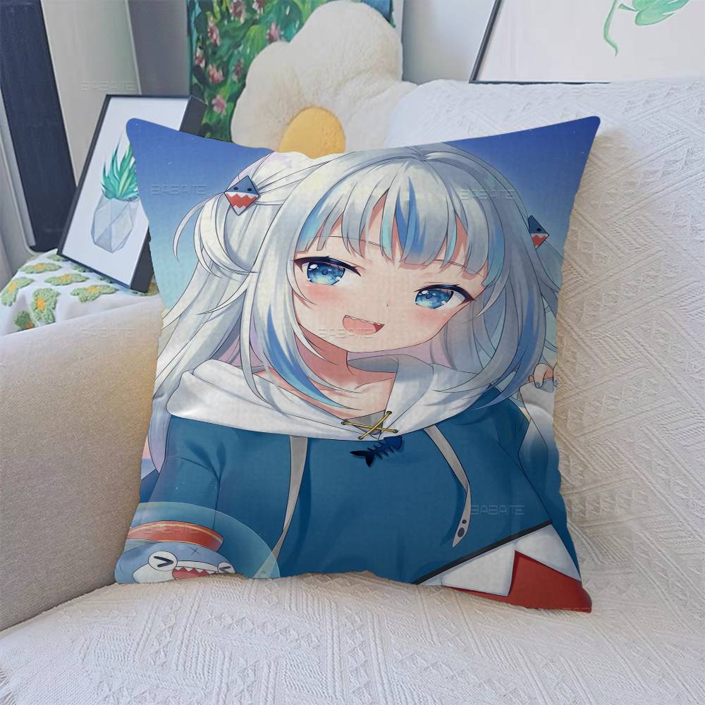 Gawr Gura Kawaii Cushion Cover Pillow Cover Decor Pillowcase Printed Cushion Case for Couch
