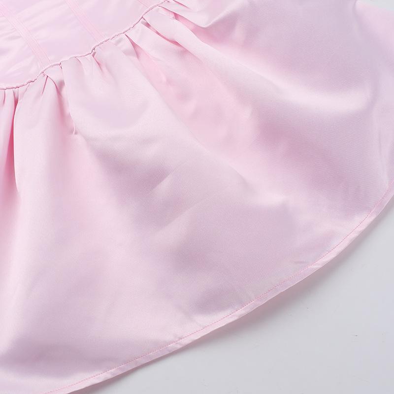 Herbst Damen Kleid Socialite Stil Sexy Schlank Satin Trägerlosen A-Swing Kleid