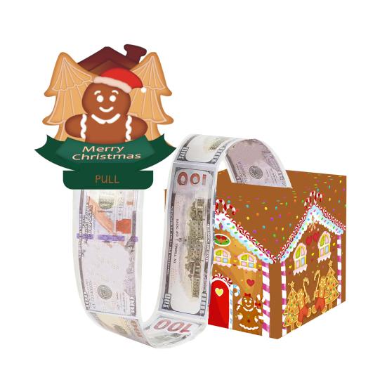 Christmas Money Box Pull-out Cash Gift Box DIY Holiday Money Gift Box with Transparent Bags Christmas Money Holder Pull Box for Kids Adults