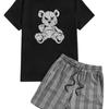 Lüks Çocuk Yaz Spor Giyim Tişört Şort 2 Parça Retro Set Moda Giyim Seti Sokak Giyimi Ayı Desenli 3D Baskı Stil