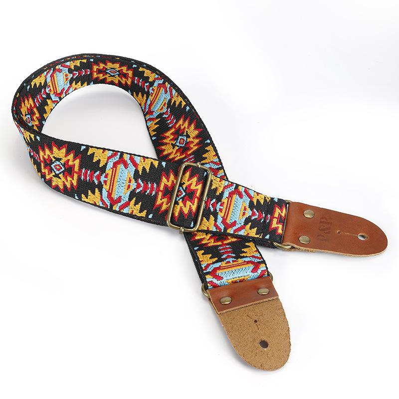 Guitar Strap, New Genuine Leather, PP Top Layer Cowhide, Thickened Leather Head Woven Ethnic Electric Guitar Bass, Stress Relieving