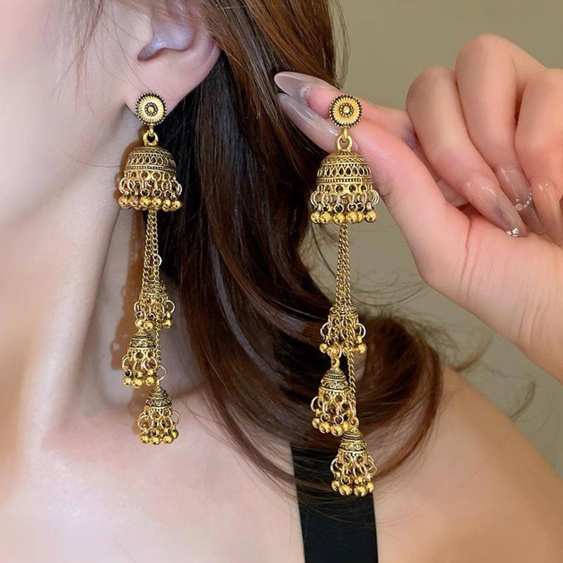 Elegant Tassel Long Earrings: European & American Fashion, High-End Prom & Evening Goddess Style.
