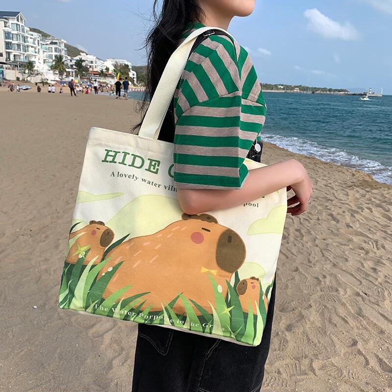 Милый мультяшный поросенок Набор холщовых сумок через плечо и ручных сумок