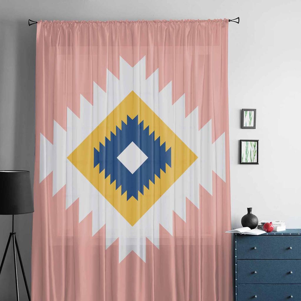 Bohemian Moroccan Pink Window Tulle Curtains for Living Room Bedroom Hotel Luxury Decoration Sheer Curtains