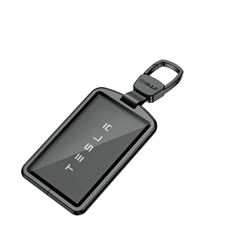 Tesla Card Key Case for Model 3/X/Y - Premium Metal Shell with Protective Buckle, Stylish Unisex Design.