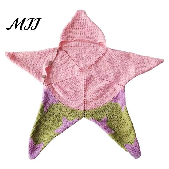 Cute Baby Photo Outfit Star Knit Sleep Sack, Christmas Newborn Swaddle with Hood, Festive Sleepwear Soft Wool Yarn Romper for 0-3 Months, Holiday