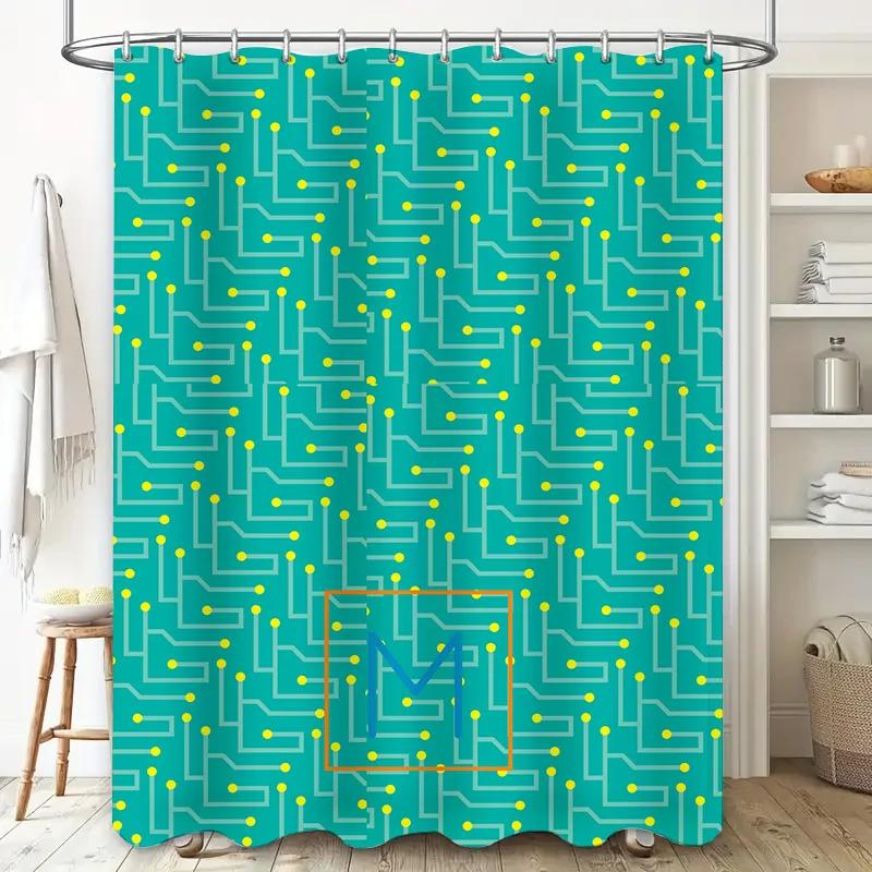 

Vibrant Fish Print Shower Curtain Waterproof Fabric For Bathroom Decor Home Decoration Blue, Yellow Green Colors W60H190(CM)-1 Pcs