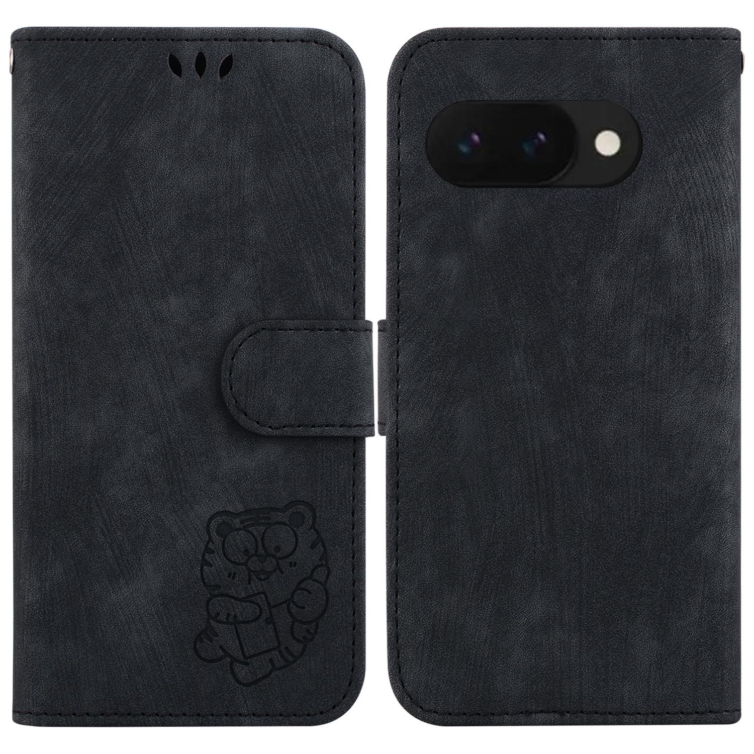 

For Google Pixel 9a Wallet Case Tiger Imprint Leather Shockproof Phone Cover E