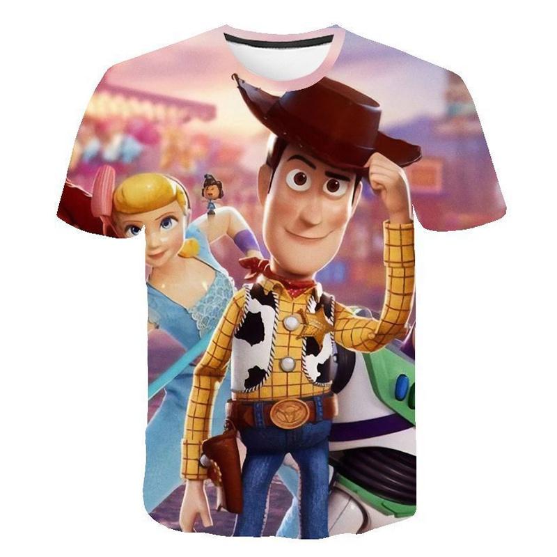 Lebhaftes Toy Story 4 Unisex 3D-Druck Freizeit-T-Shirt für bequeme Sommerkleidung