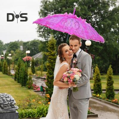 Vintage-Spitzenstickerei-Regenschirm mit langem Griff, leicht, dekorativer Regenschirm, für Hochzeit, Party, Braut, Tanz, Bühnenauftritt, Sonnenschirm, Fotografie-Requisiten