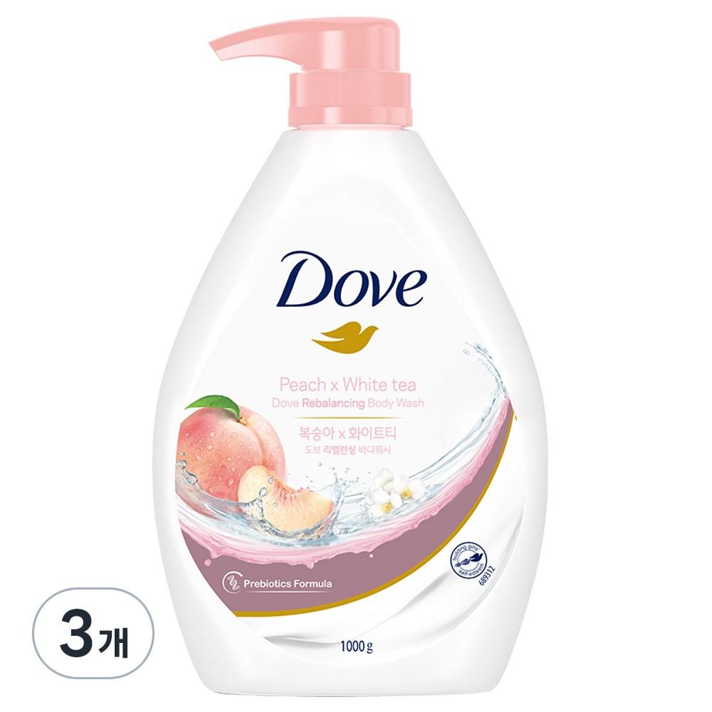 Dove White Peach Rebalancing Body Wash, 1L, 3 units