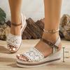 Fashion Summer Women Sandals Hollow Open Toe Shoes for Women Bohemian Beach Platform Woman Slides Adjustable Buckle Strap Women Slippers