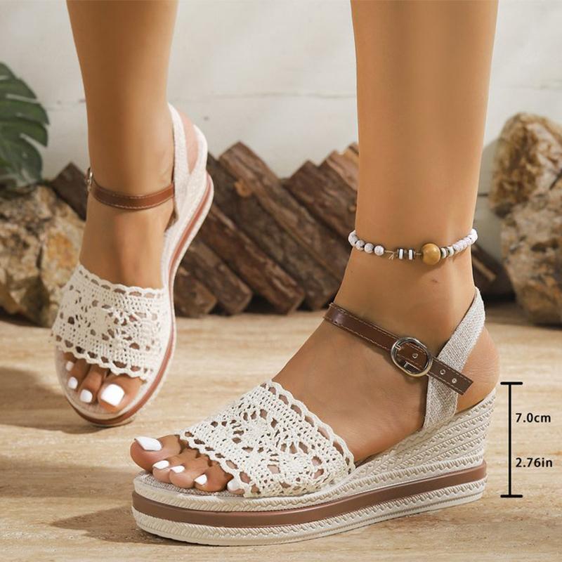 Fashion Summer Women Sandals Hollow Open Toe Shoes for Women Bohemian Beach Platform Woman Slides Adjustable Buckle Strap Women Slippers