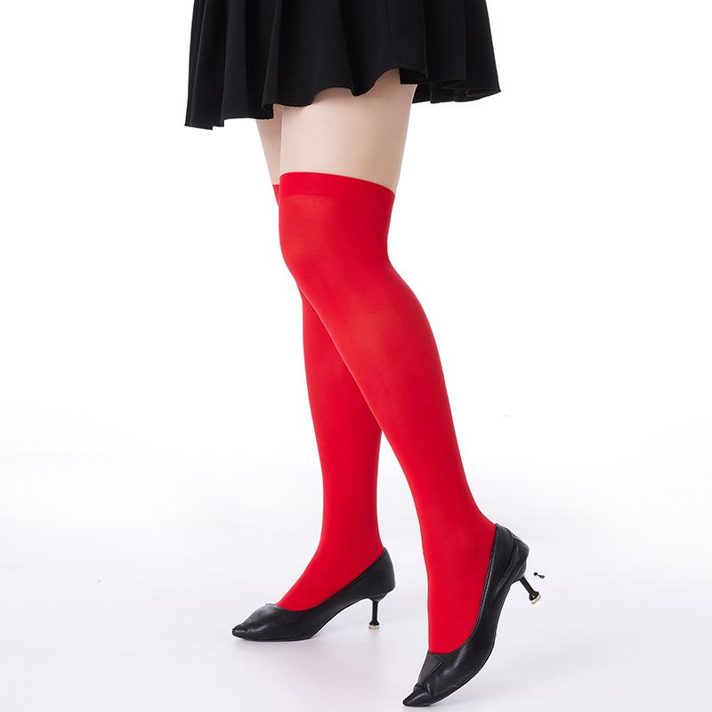 Red Stockings Knee High Velvet 80D Long Socks Sexy Spicy Girl Hosiery Costumes for Women Lingerie