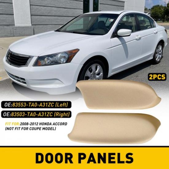 

Fits 2008-2012 Honda Accord Sedan Leather Door Armrest Panels Cover Beige Tan