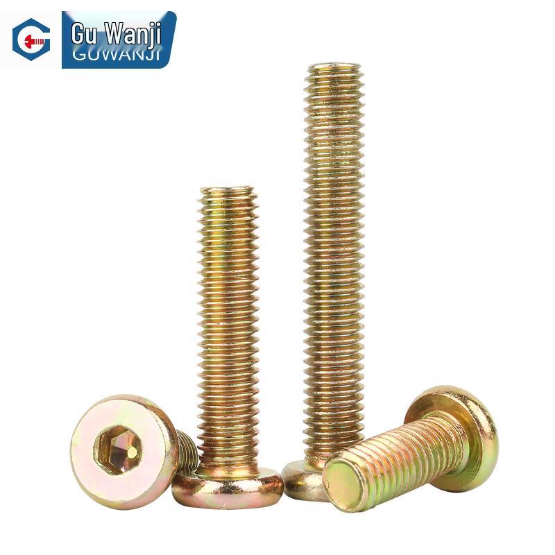 GUWANJI Color Zinc Plated Flat Round Head Hex Socket Furniture Screws