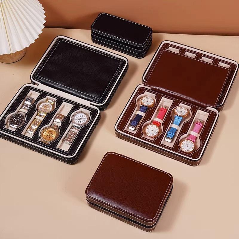 Delesys 2/3/4/8 Slots Embedded Portable Travel Storage Bag For Watch/Daily Necessities Storage Box Leather Zipper Watch Box