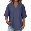 Women's Fashion V-neck Cotton Linen Short Sleeve Hundred And One Color Loose Shirt Top