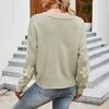 V Neck Floral Pattern Knitwear Cardigan Women Long Sleeve Button Placket Knitting Coat Sweater Jacket