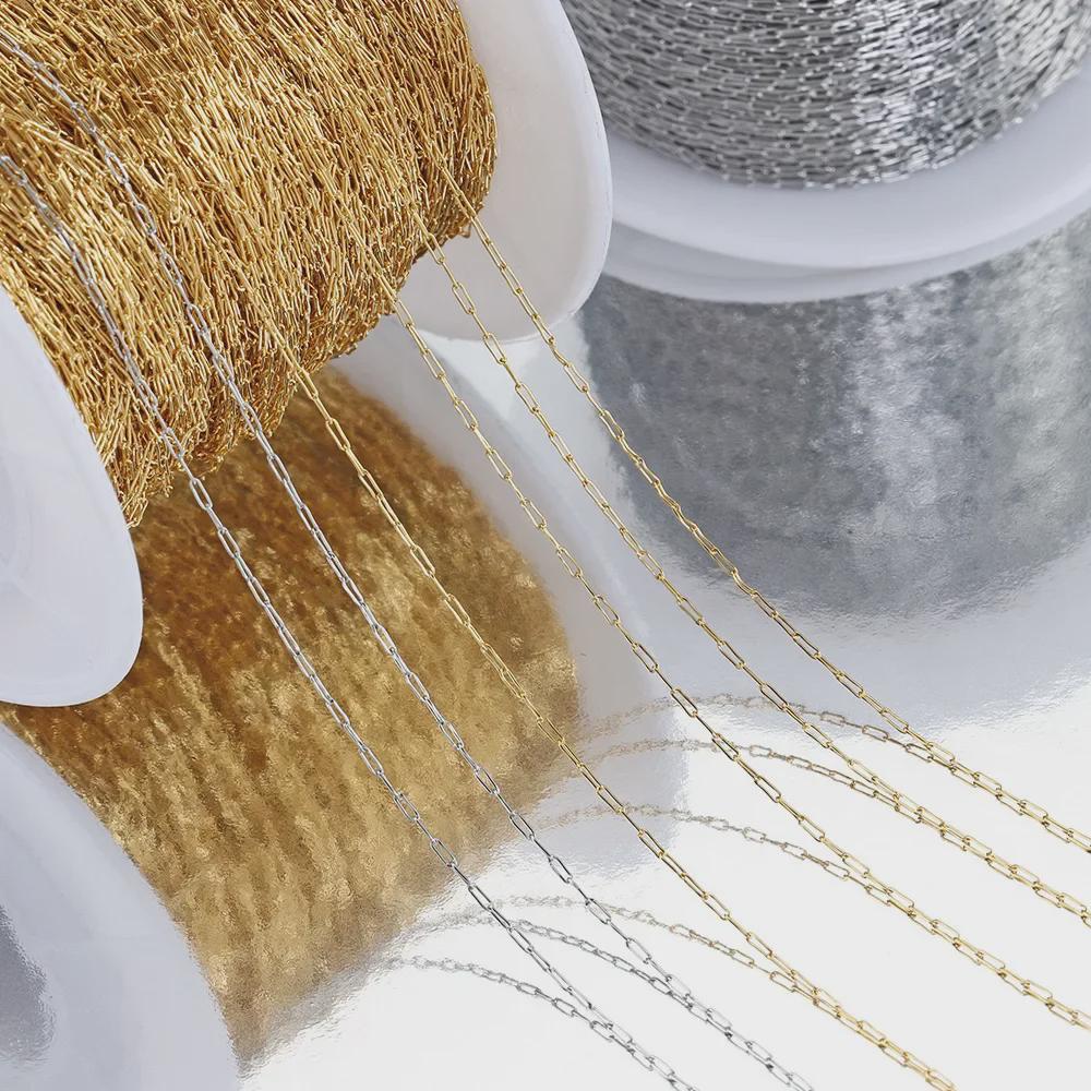 10m Gold Vacuum-Plated Stainless Steel Chain - 0.8mm Ultra-Thin Square Necklace for DIY Jewelry