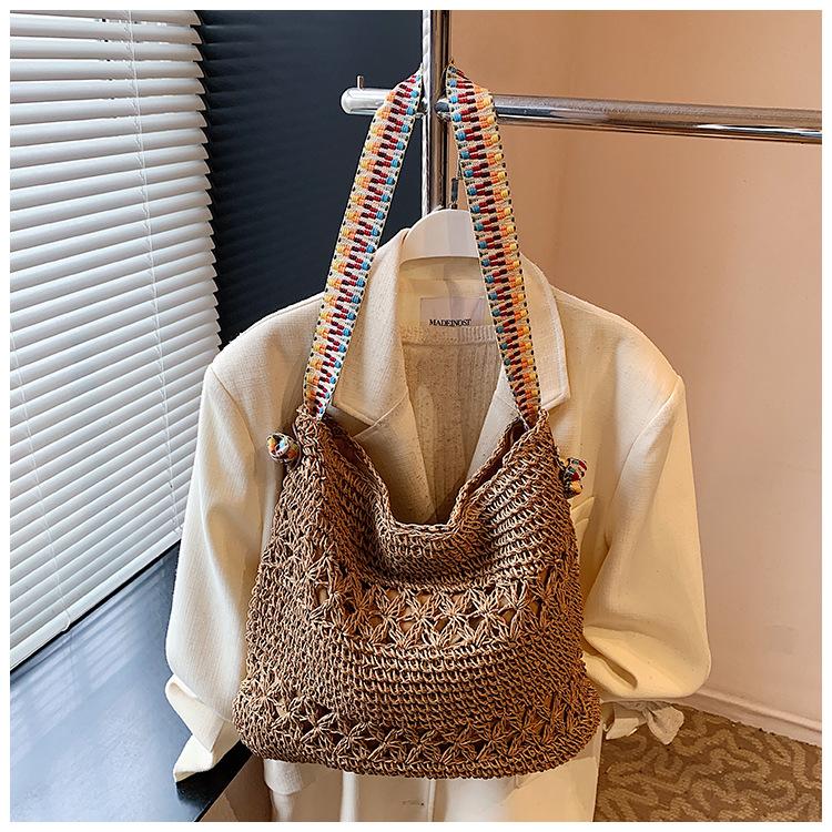 

Ретро плетеная сумка женская 2025 новая универсальная повседневная пляжная сумка повседневная простая сумка-тоут хаки