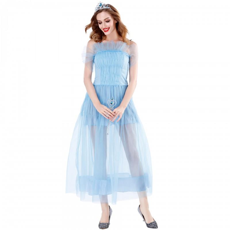 M-XL Snow White Princess Dress Frozen Cosplay Costume Women Halloween Party