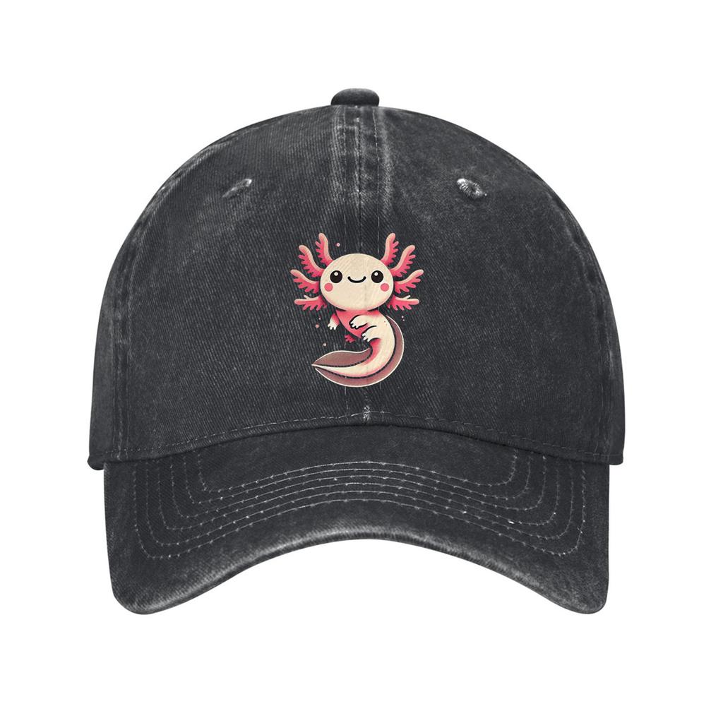 Cute Pink Axolotl Baseball Cap Adjustable Cotton Dad Hat Casual Unisex Sun Protection