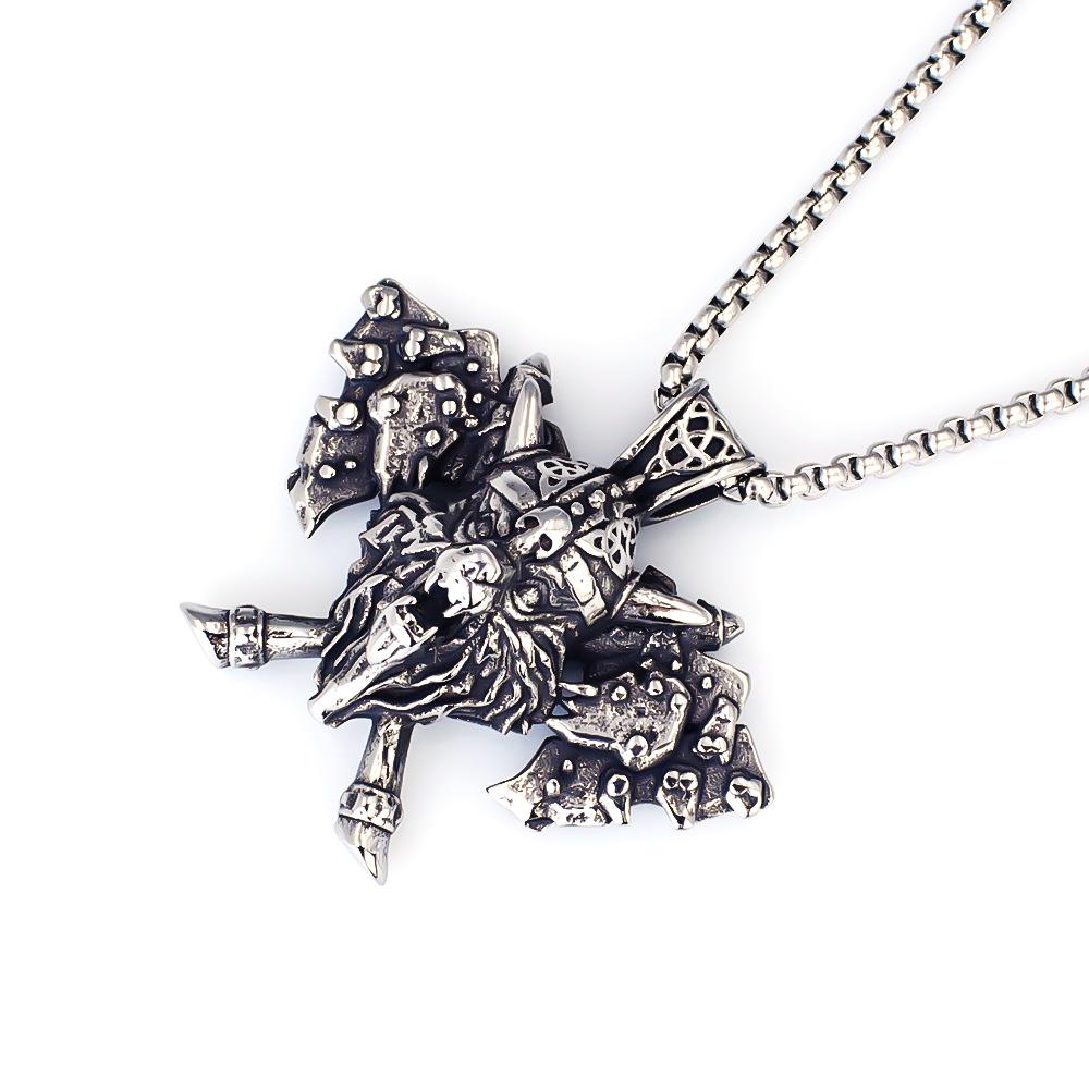 Necklace Retro Men's Ax Armor Viking Odin War  Pendant
