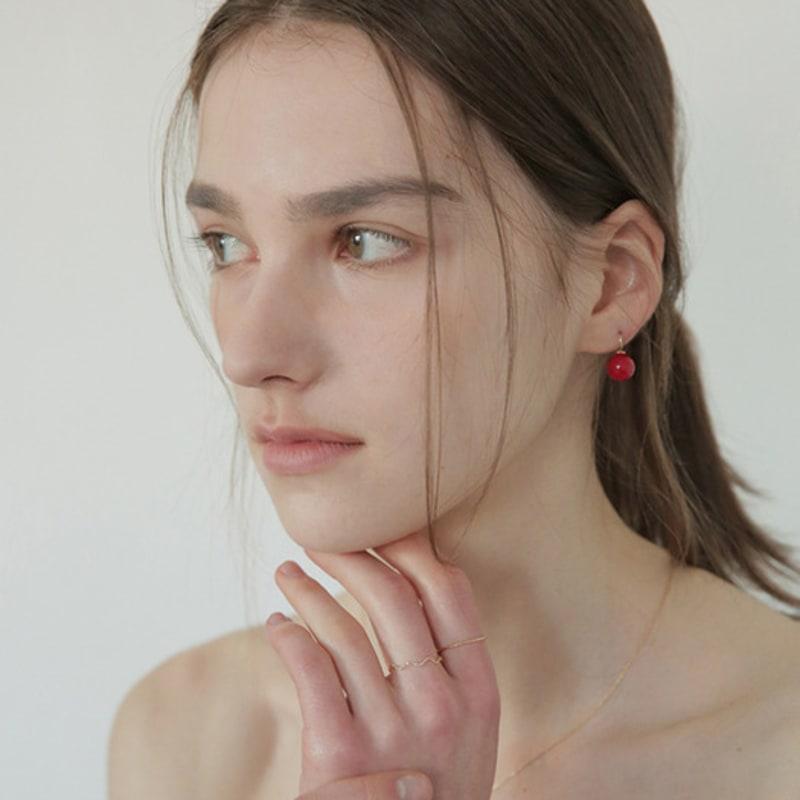 modernlike 14k coral red pearl hoop earrings