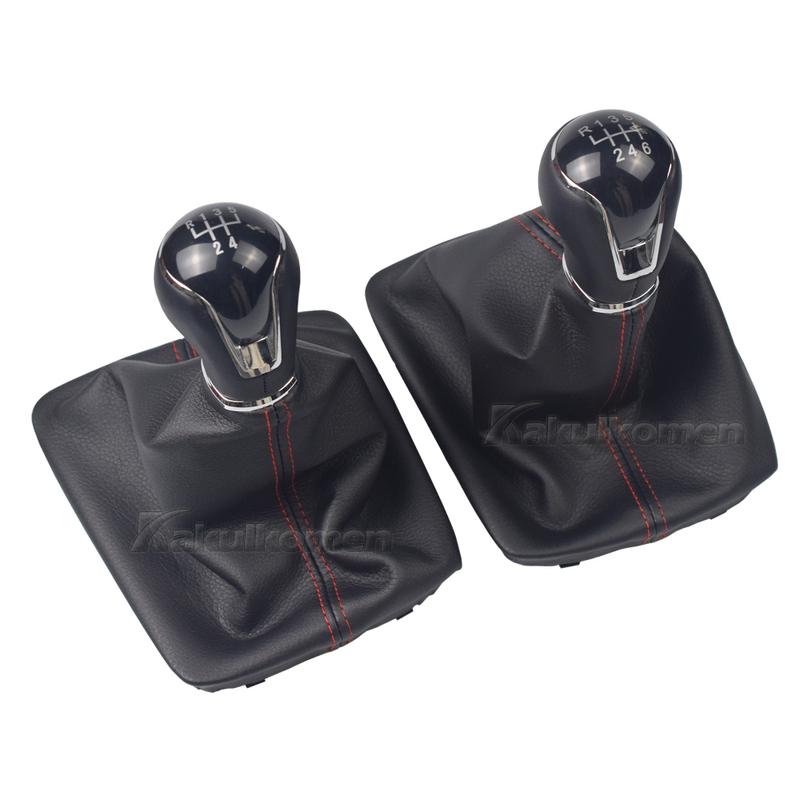Pomello Cambio Manuale 5/6 Marce Per Seat Leon III 3 MK3 2012-2017 Con Copri Cuffia in Pelle Nera Linea Rossa per seat leon 3