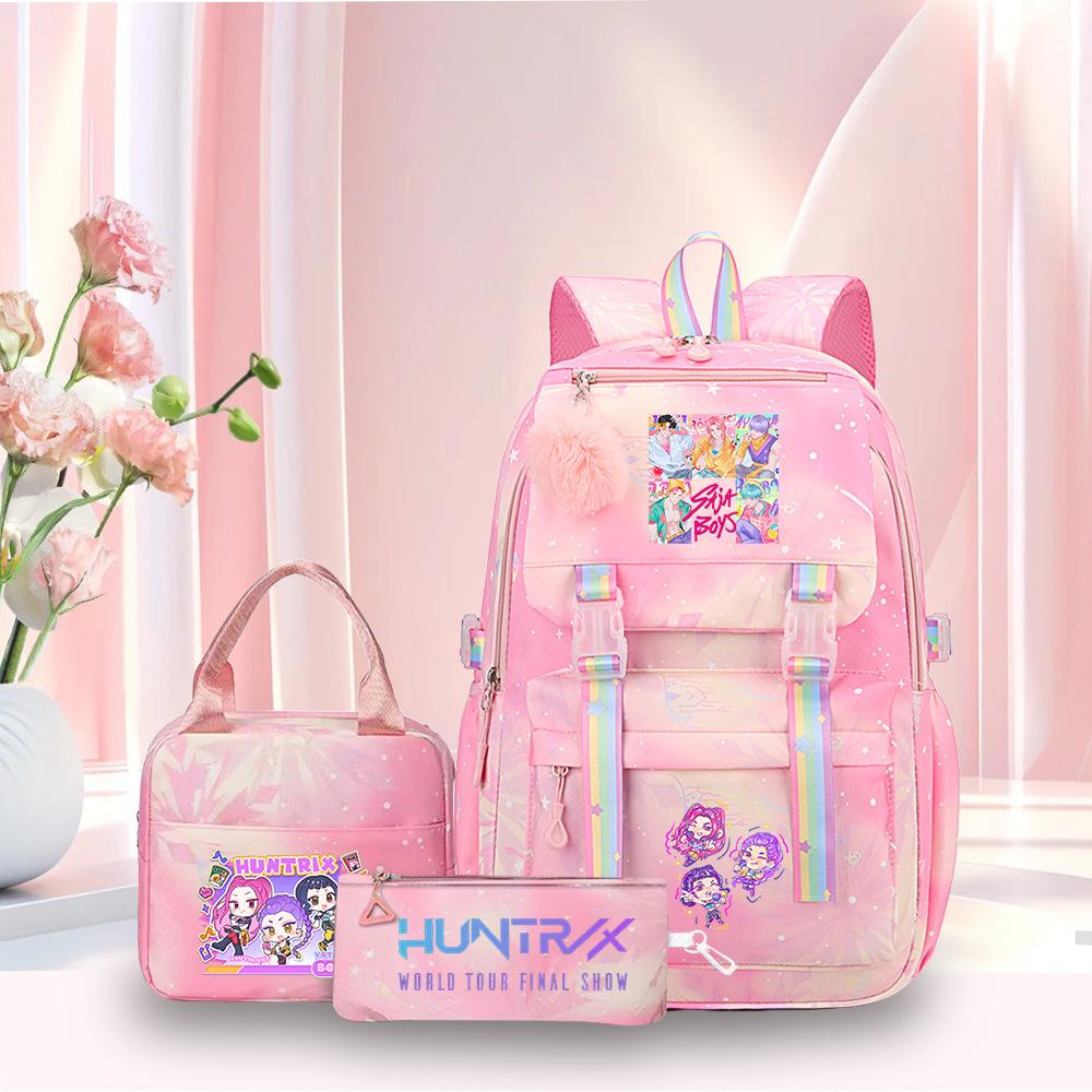 K-Pop Witch Hunters Cartoon Printed Student Pencil Bag Lunch Bag Three-Piece Backpack