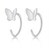 Silver Earrings Women Heart Flower Star Moon Butterfly Shape Decoration Stud