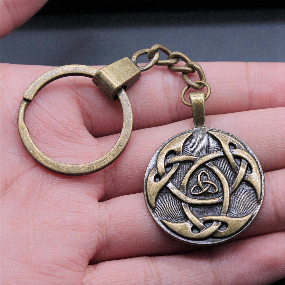 Star of David Talisman Amulet Pendant Antique Bronze Metal Keychain with 30mm Ring for Boys Bag Charm