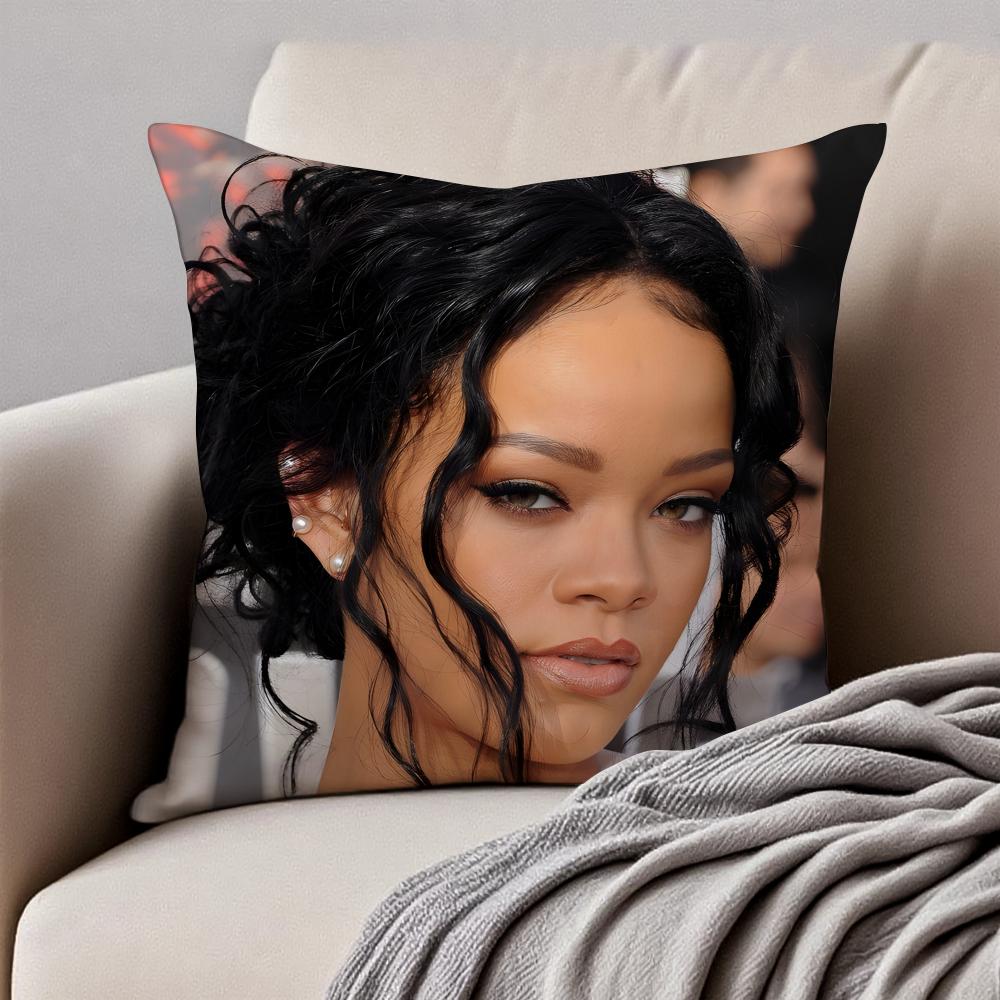 Bold RB Barbadian Singer RRihanna Cushion Cover Pillowcase Antidustmite Invisible Zipper Short Plush Sofa Cushion