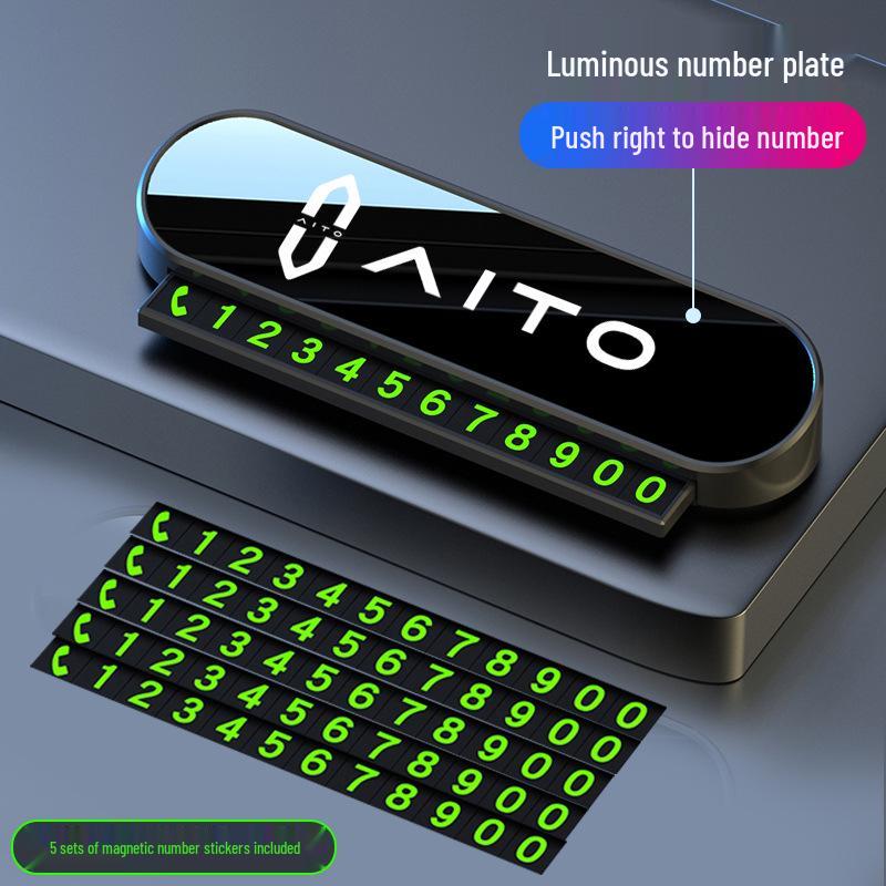 Laser-Engraved Concealable Parking Phone Number Plate for AITO Wenjie M5/M7/M8/M9 Cars