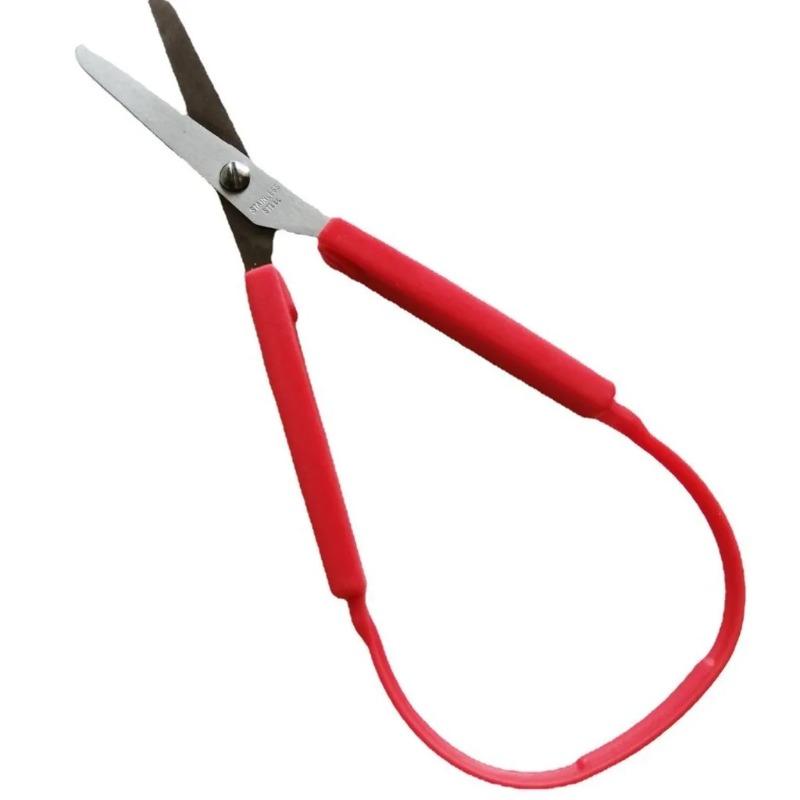 Stainless Steel Kids Safety Scissors - Ring Handle Student Scissors with Elastic, Child-Friendly DIY Paper-Cutting Tool