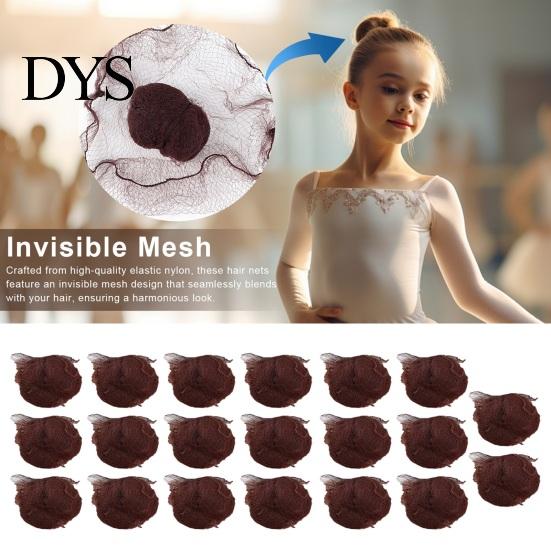 Bun Styling Hair Net 20Pcs Ballet Buns 5MM Invisible Breathable Stretchy Nylon Women Nurse Girls Stewardess Bank Staff Hairbun Elastic Edge Mesh Cover