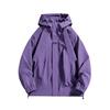 Couple Waterproof Jacket Hooded Long Sleeve Spring Autumn Casual Jacket with Pockets Solid Color Outdoor Travel Outerwear
