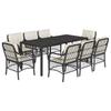 VidaXL 9-Piece Garden Dining Set with Cushions, Patio Table and Chairs, Outdoor Furniture for Terrace, Modern, 3212023