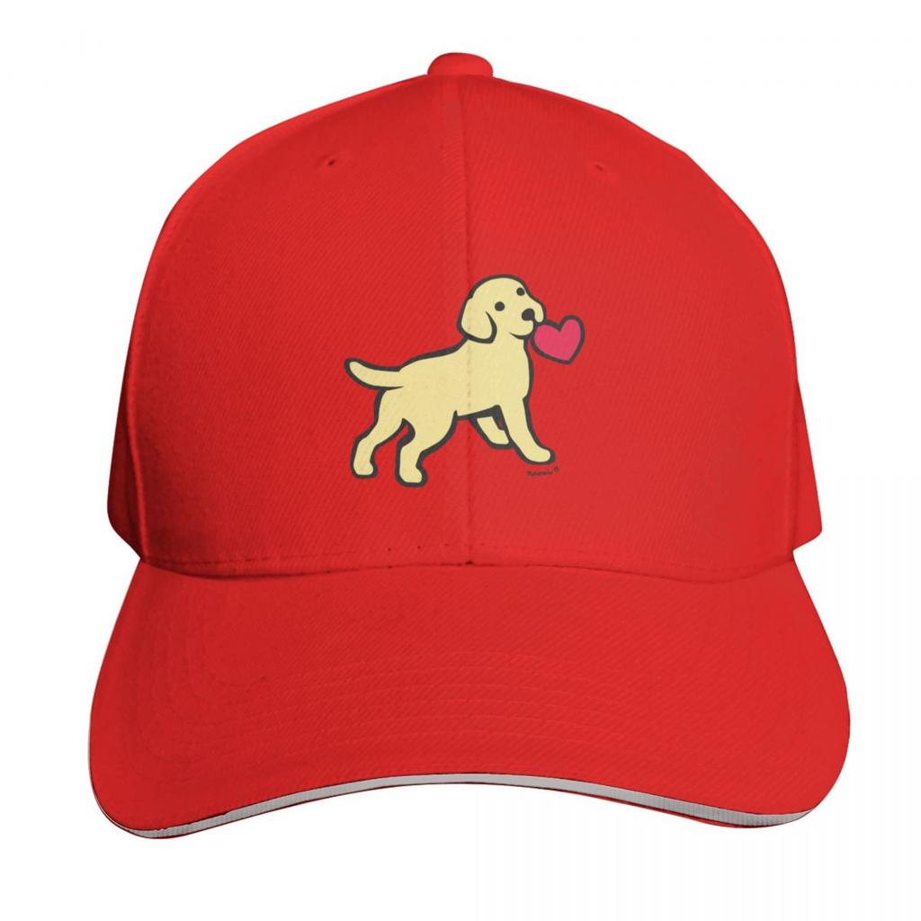Yellow Labrador Puppy With A Little Heart Baseball Cap Snapback Flat Bill Strapback Dad Hat Six Panel Structured Crown
